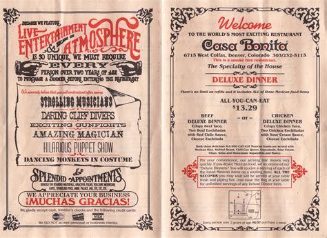 Housed in a colossal pink. The Menu At Casa Bonita - Artifacting