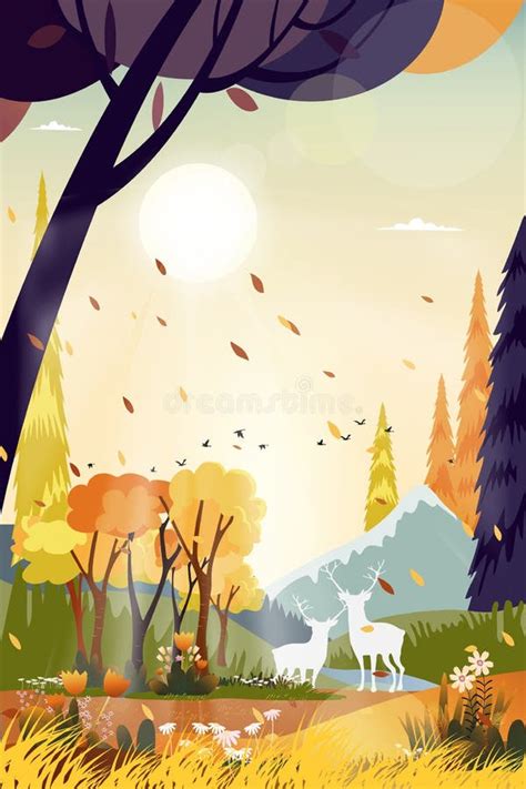 Vector Landscapes Of Countryside In Autumnpanorama Mid Autumn With