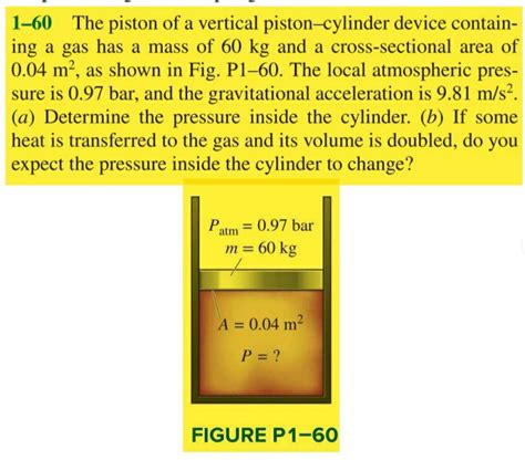 Solved 1 60 The Piston Of A Vertical Piston Cylinder Device Chegg Com