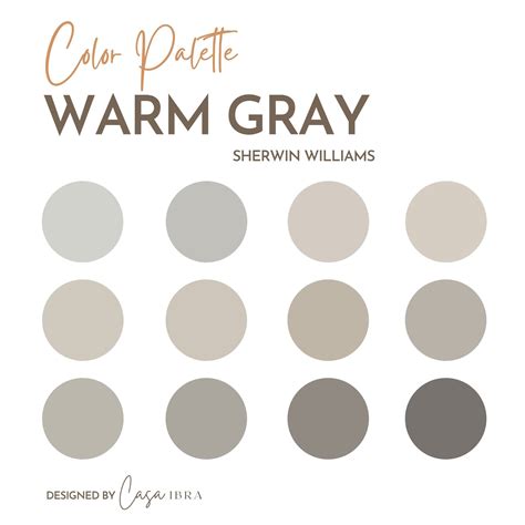 Warm Gray Color Palette Sherwin Williams Interior Paint Etsy Uk