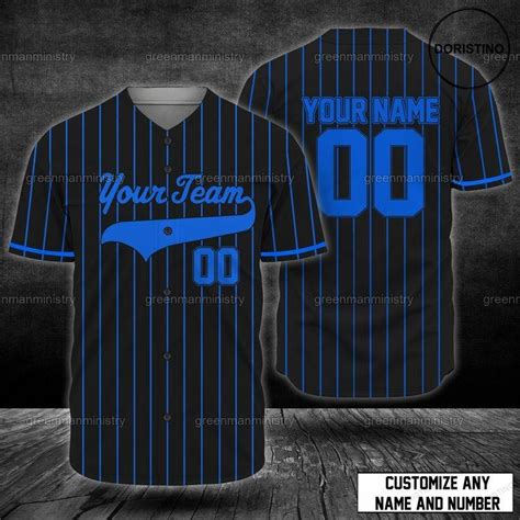 Black And Blue Stripe Team Name Customize Name And Number Personalize