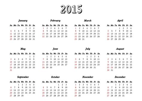 2015 Calendar Overview Of Features