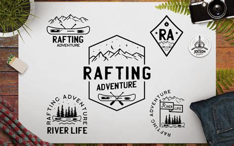 Rafting Adventure Vector Camping Badges Tshirt Svg Logo Template