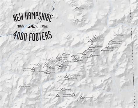 New Hampshire 4000 Footers Map 11x14 Print By Bestmapsever On Etsy