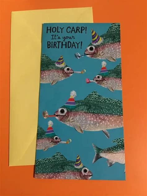Holy Crap Its Your Birthday Bass Fishing Funny 4”x8” Hallmark