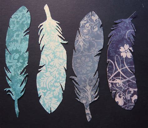 Single Feather Bookmarks Cool Colors