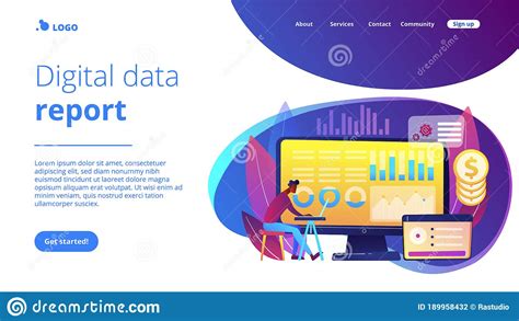 Financial Data Management Concept Landing Page Stock Vector