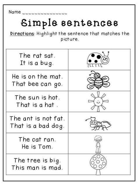 Simple Sentences For Kids