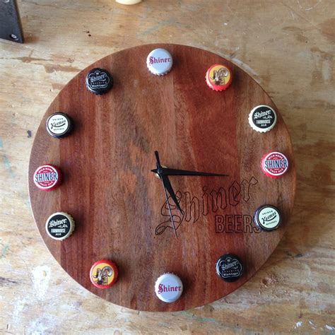 Shiner Beers Rustic Bottle Cap Wall Clock By Matheywoodshop