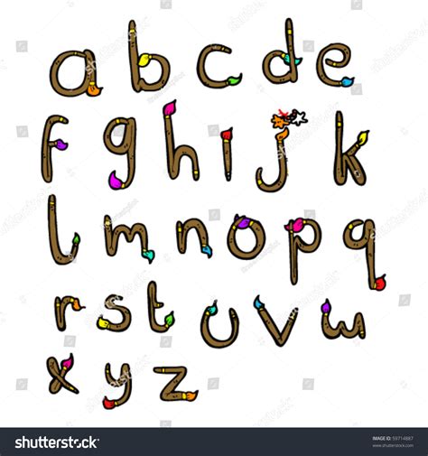 Paintbrush Shaped Alphabet Stock Vector Illustration 59714887