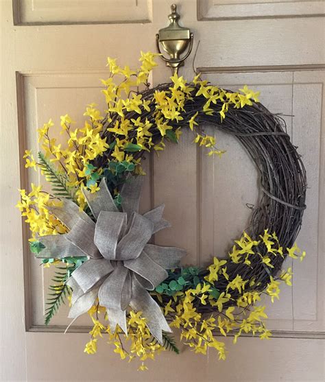 Yellow Forsythia Wreath Summer Wreath Front Door Wreath | Etsy | Forsythia wreath, Summer front ...