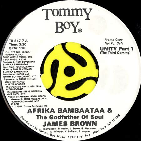 Afrika Bambaataa James Brown Unity S White Promo Breakwell Records