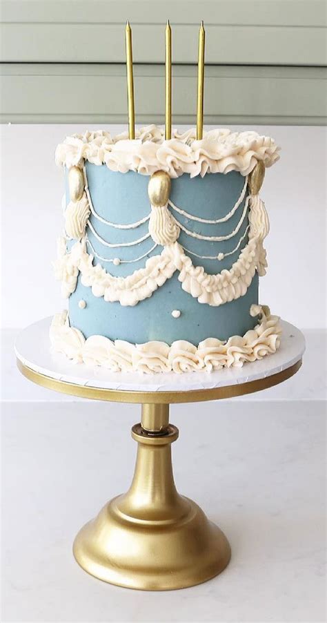 30 Pretty Cake Ideas To Inspire You Blue Cake With Buttercream