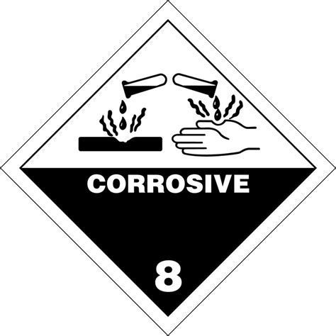 Corrosive Substance Hazard Placard Self Adhesive X Mm