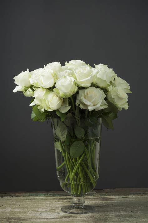 White Roses In Vase Exquisite Glass Vase From R480