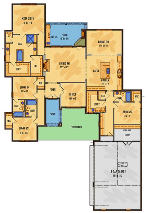 Also includes links to fifty 1 bedroom, 2 bedroom and 3 bedroom 3d floor plans. 4-Bedroom Single-Story European House Plan - 510049WDY ...