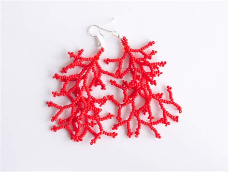 Beading Tutorial Coral Beaded Earrings How To Make Seed Bead Etsy