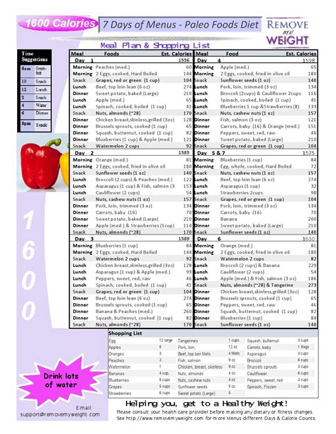 Eat 1600 Calories A Day To Lose Weight Free Menu Shopping List