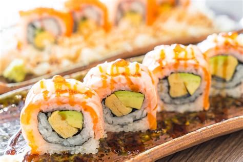 Premium Photo Grilled Salmon Sushi Roll