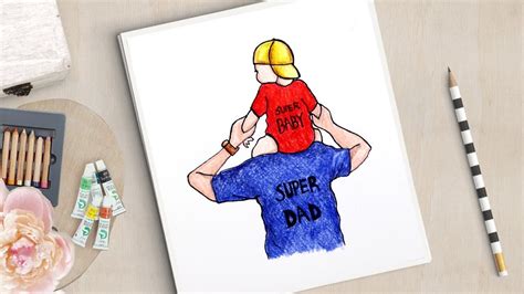 How To Draw Father And Son Fathers Day Drawing How To Draw Father