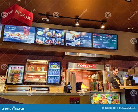 Amc Movie Theater Foyer With Ticket Stand And Refreshment Counter