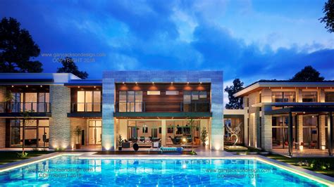 Rear Pool Elevation Modern Luxury Home Luxury Homes Modern Luxury