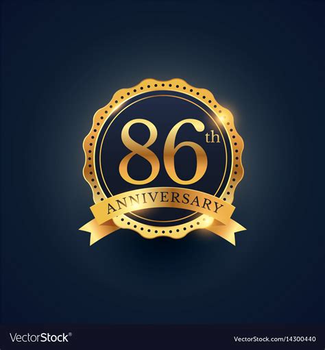 86th Anniversary Celebration Badge Label Vector Image
