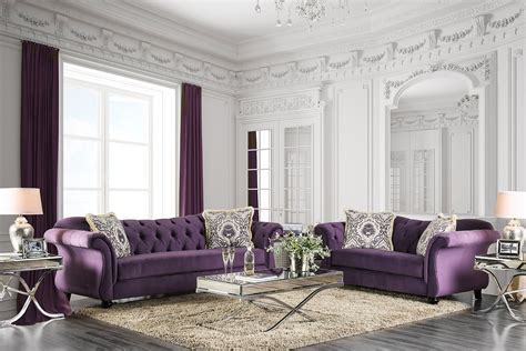 Furniture of America Ivorah Glamorous Sofa Purple -- See this terrific
