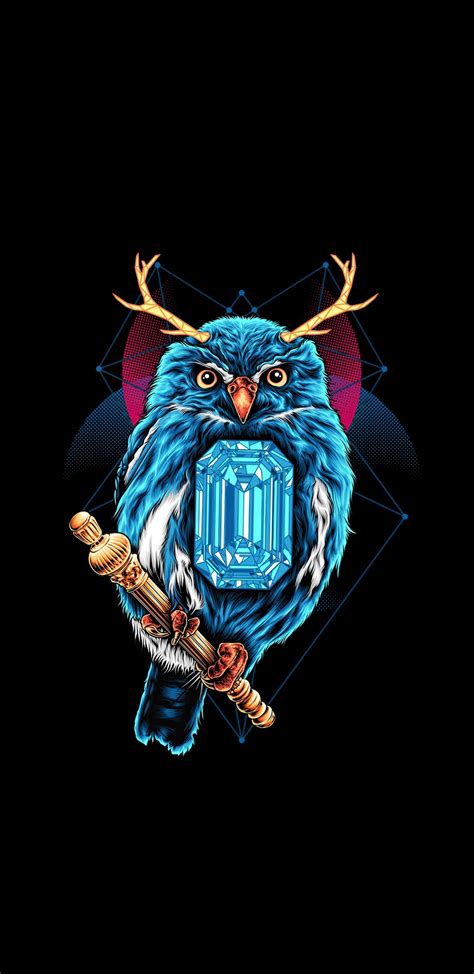 Download 1440x2960 Wallpaper Blue Owl Dark Art Samsung