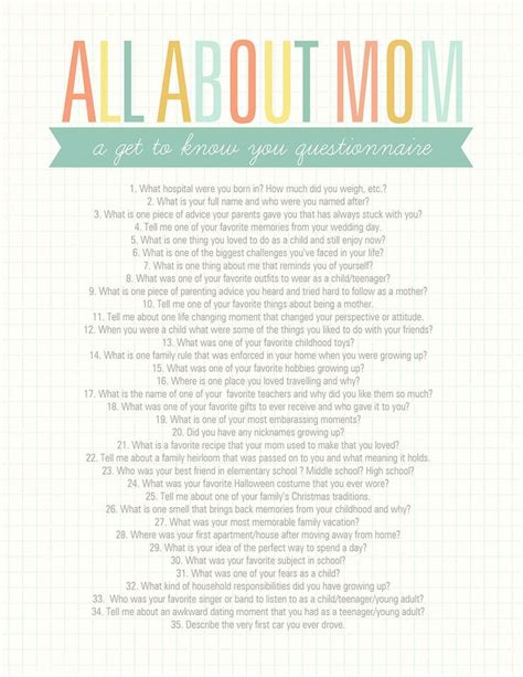 all about mom questionnaire all about mom mom printable this or