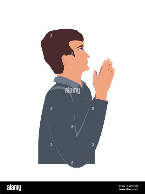 Profile Portrait Of Praying Christian Man Faith And Religion Concept