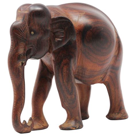 Hand Carved Collectible African Wooden Elephant Vintage Collectibles