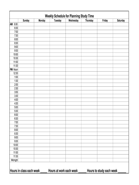 Schedule Grid Template Fill Online Printable Fillable Blank