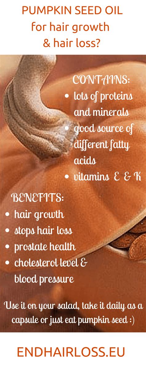 Pumpkin seeds are renowned for their alkalinity, and are high in proteins, antioxidants and carbohydrates. Study about pumpkin seeds helping with hair loss