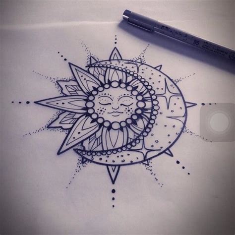 Realistic Sun And Moon Tattoos