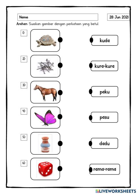 Perkataan Kvkv Vokal Au Interactive Worksheet Kindergarten