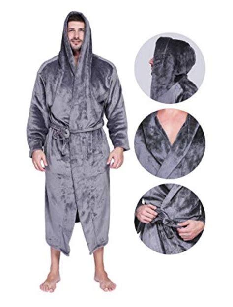 Buy Whoyun Mens Robe Plush With Hood Bathrobe Big And Tall Hooded Lightweight Fleece Flannel