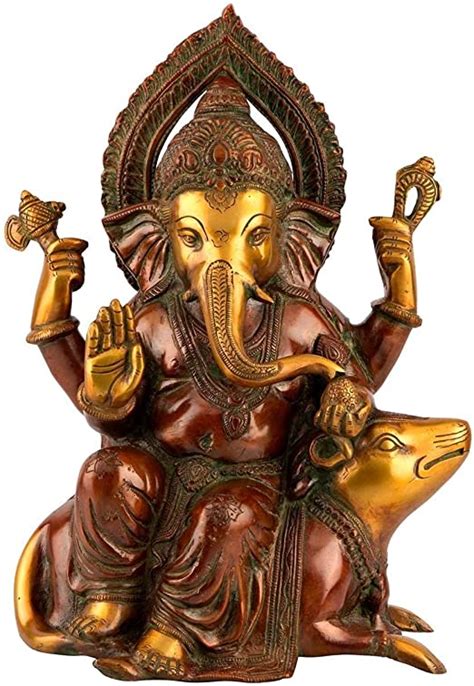 12 Ganesh Statue Hindu God Ganesha Brass Sculpture Ganpati