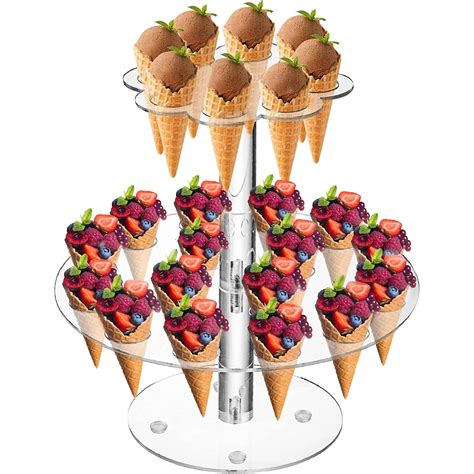 Tier Acrylic Ice Cream Stand Holes Acrylic Ice Cream Cone Holder Stand Waffle Cone