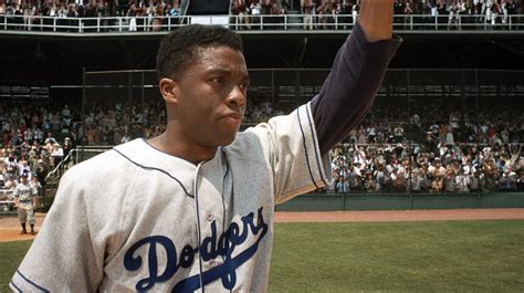 Movie Review 42 Earnest Jackie Robinson Biopic Wears Its Heart On