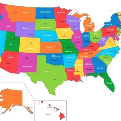 Usa Map With States Capitals And Abbreviations Printable Map Images