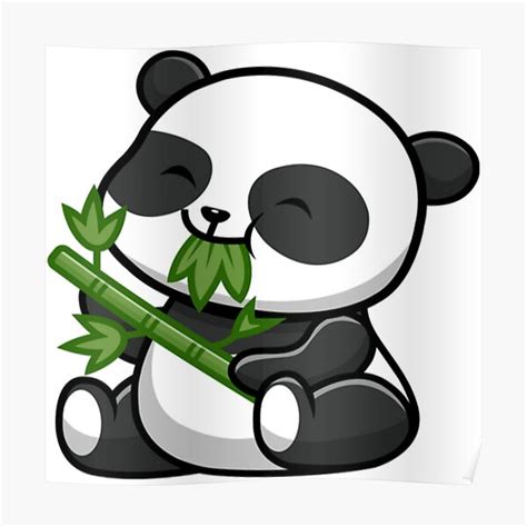 A Cute Panda Eating Bamboo Poster For Sale By Bhamero Redbubble