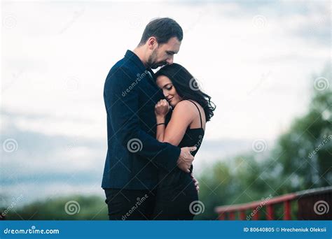Guy Hugging Tenderly His Girlfriend Stock Image Image Of Romance