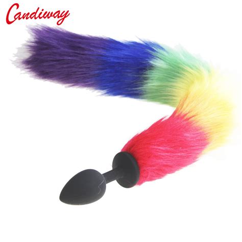 Rainbow Fox Tail Dog Tails Butt Anal Plug Sex Toy Bullet Buttplug G