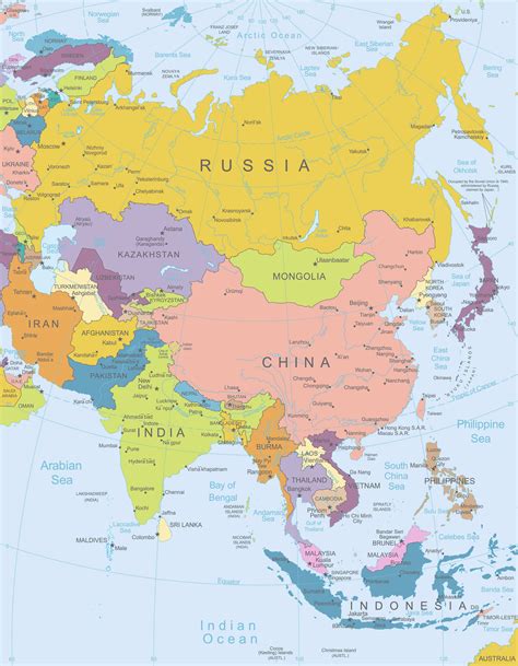 Political Map Of Asia With Capital Cities Map Of World