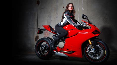 Girl On A Motorcycle Ducati Red Wallpapers And Backgrounds