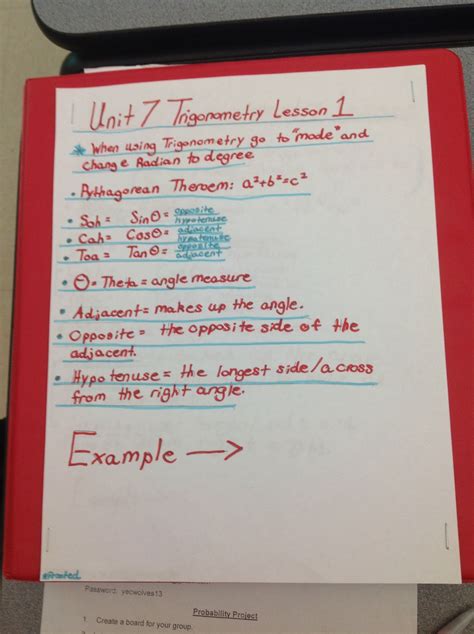 Right triangles and trigonometry make this foldable to help you organize your notes. Unit 7 Trigonometry: Lesson 1. Sine, Cosine, Tangent. | Hs ...