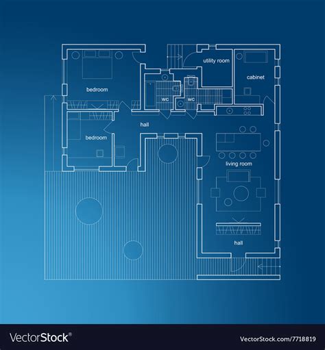 Architectural Blueprint With Plan Royalty Free Vector Image