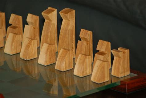 Modern Chess Pieces Modern Chess Set Wood Chess Set Wooden Chess