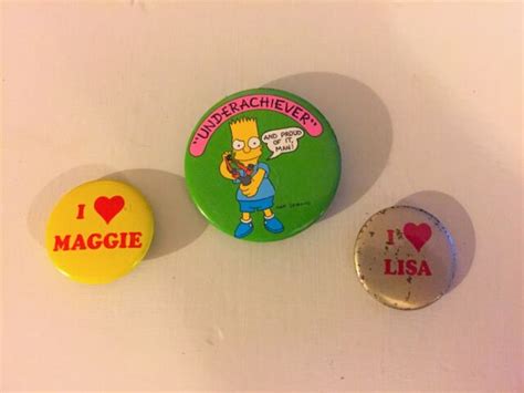 Vintage 1989 Bart Simpson Pin Button Lot The Simpsons Lisa Maggie Pins